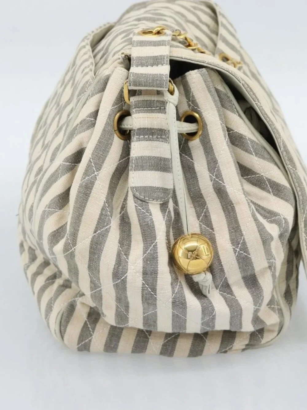 CHANEL Matelasse Shoulder Bag Canvas Light Blue White CC Auth 48071AV
